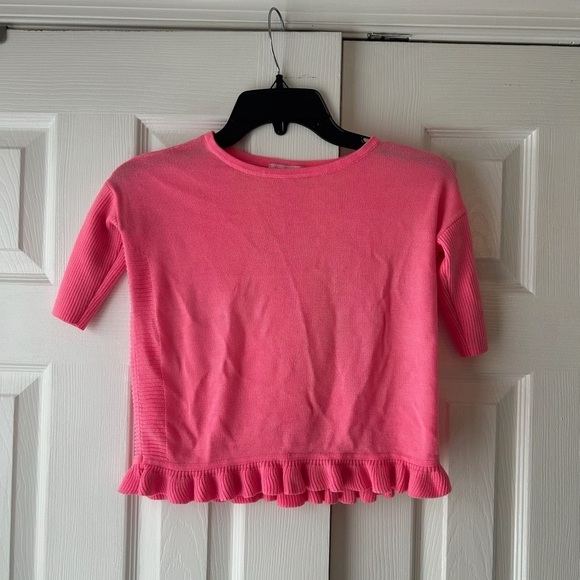 Lilly Pulitzer Other - Lilly Pullitzer Girls Ribbed Riffled Knitted Bottom Sweater Top Sz S (4-5)
